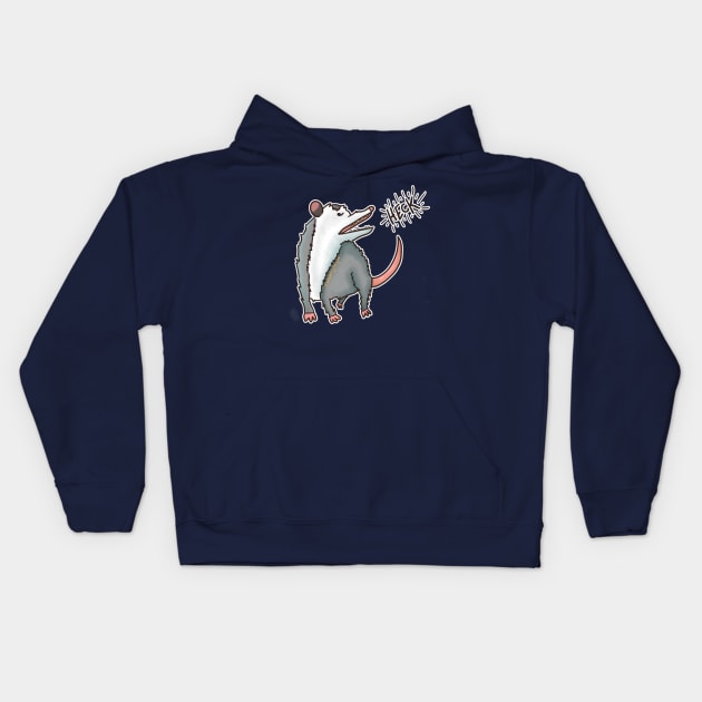 Opossum Says Heck! Kids Hoodie by nonbeenarydesigns